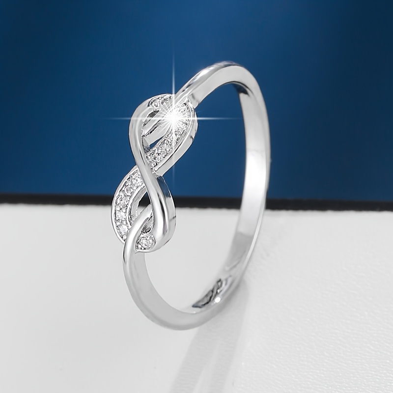 Women's Knot Pattern Zirconia Ring Copper Band Everyday Jewelry